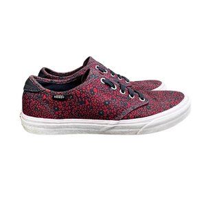 Vans Floral Sneakers size 9.5 Women Navy Red Low Top Lace Up Canvas Shoes